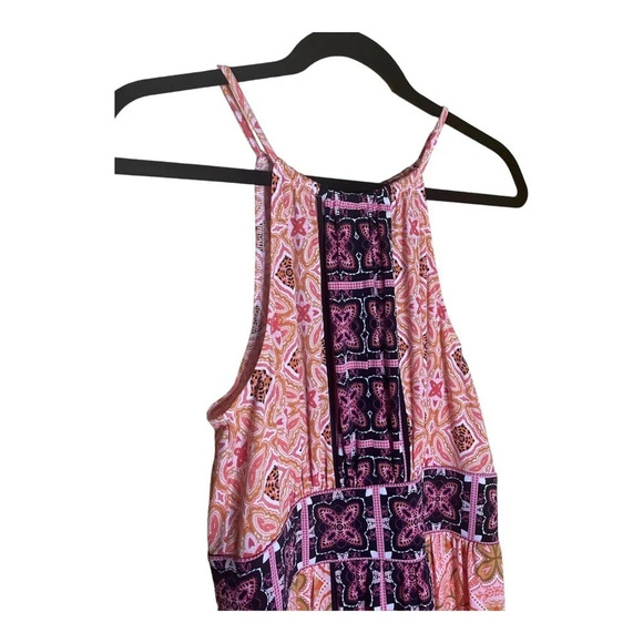 Maggy London Beige Printed Bohemian Fit and Flare with Halter Neck Size 8 - Picture 4 of 8